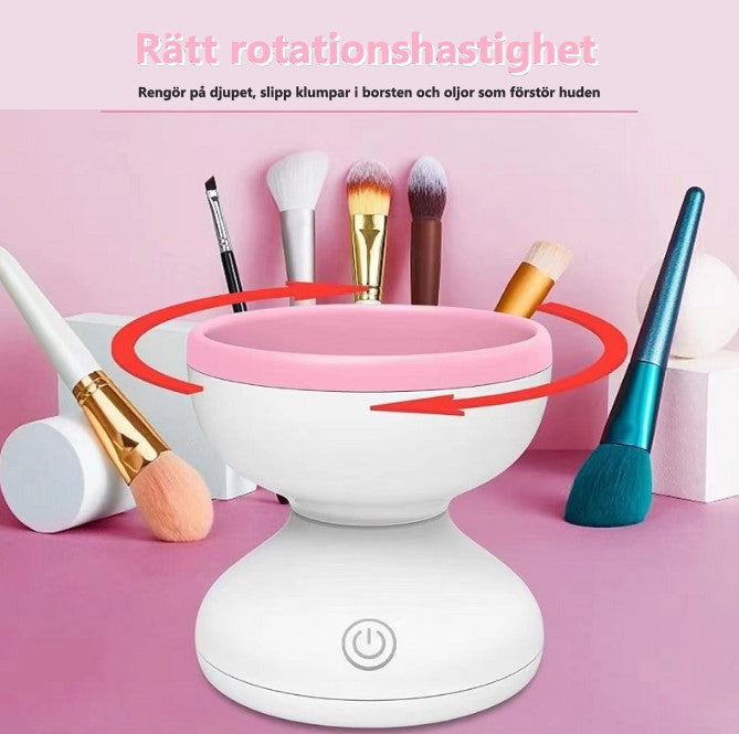 Elektriskt roterande sminkborst rengörare gör jobbet både snabbare bättre och renare.